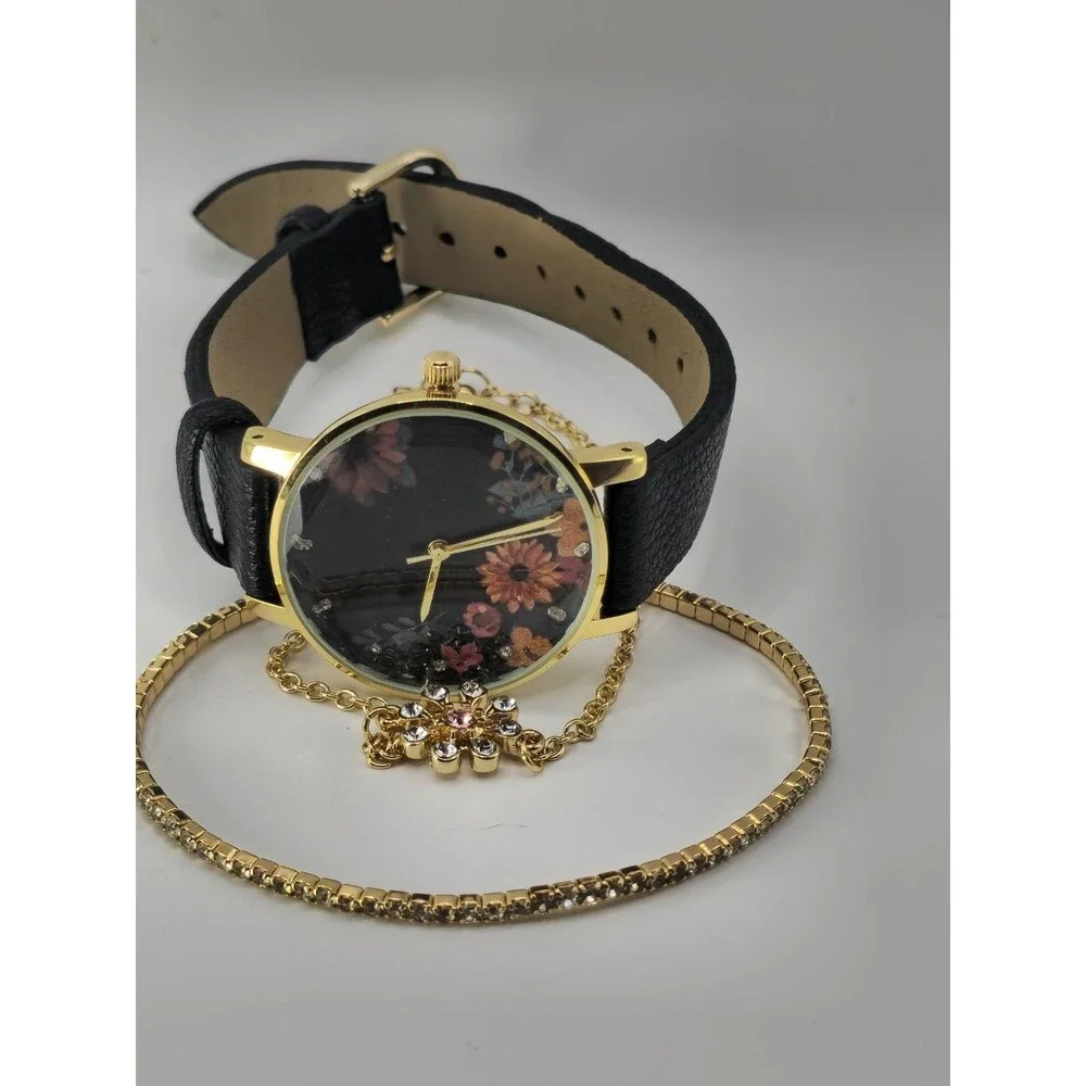 INC International Concepts Women's Black Strap Watch 32mm